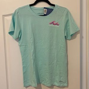 Life is Good Womens Crusher Tee- surf/ocean
